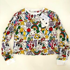 Guess Friends With You Size 12 Long Sleeve Shirt w/ Fun Print Rainbow Cloud NWT